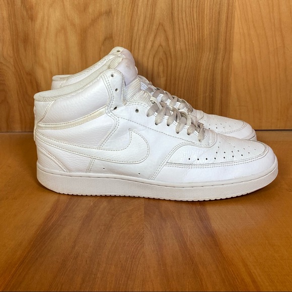 Mens 9 Nike Court Vision Mid Triple White SEF0856 - Picture 1 of 9